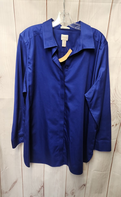 Chico's Women's Size 3 = US XL Blue Long Sleeve Top