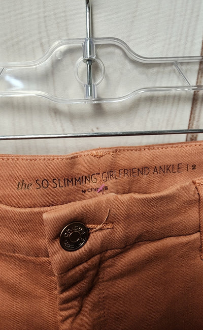 Chico's Women's Size 2 = US 12 Orange Jeans Girlfriend Ankle