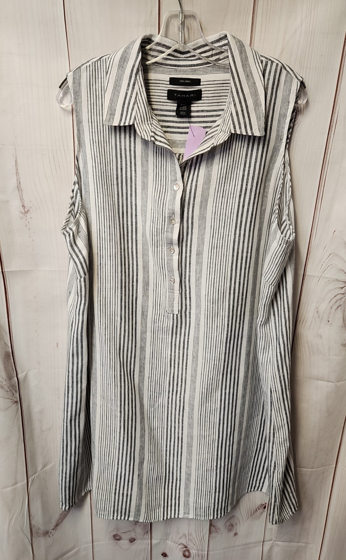 Tahari Women's Size 2X Gray Linen Dress