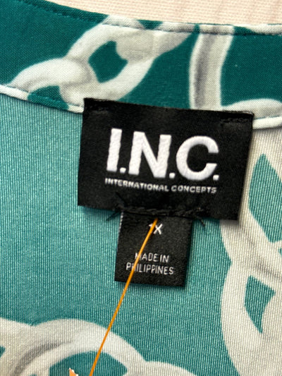 INC Women's Size 1X Green Long Sleeve Top