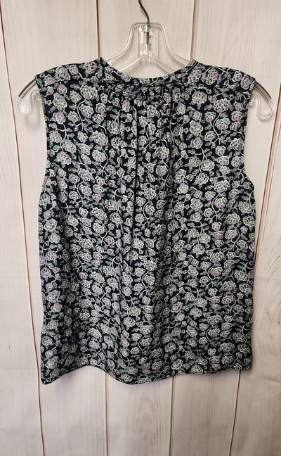 Rebecca Taylor Women's Size 0 Navy Floral Sleeveless Top