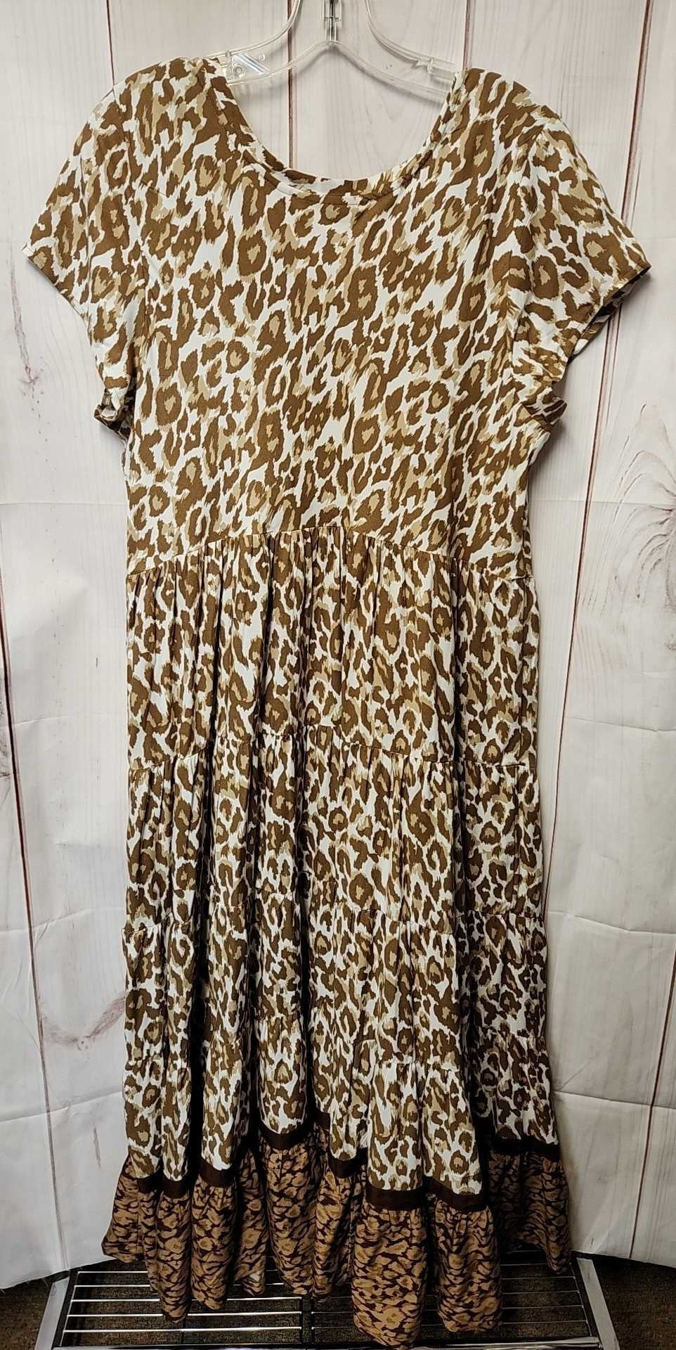 Soft Surroundings Women's Size XL Brown Animal Print Dress