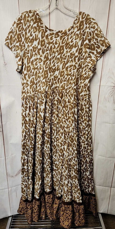 Soft Surroundings Women's Size XL Brown Animal Print Dress
