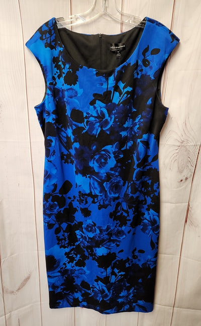 Connected Women's Size 16 Black & Blue Floral Dress