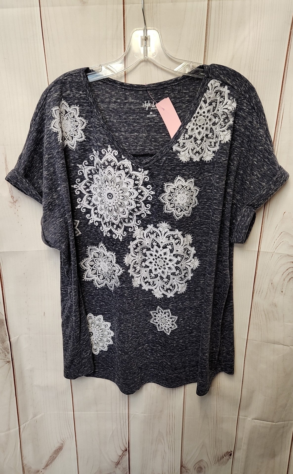Style & Co Women's Size 3X Blue Short Sleeve Top