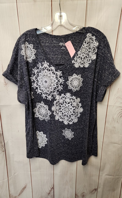 Style & Co Women's Size 3X Blue Short Sleeve Top