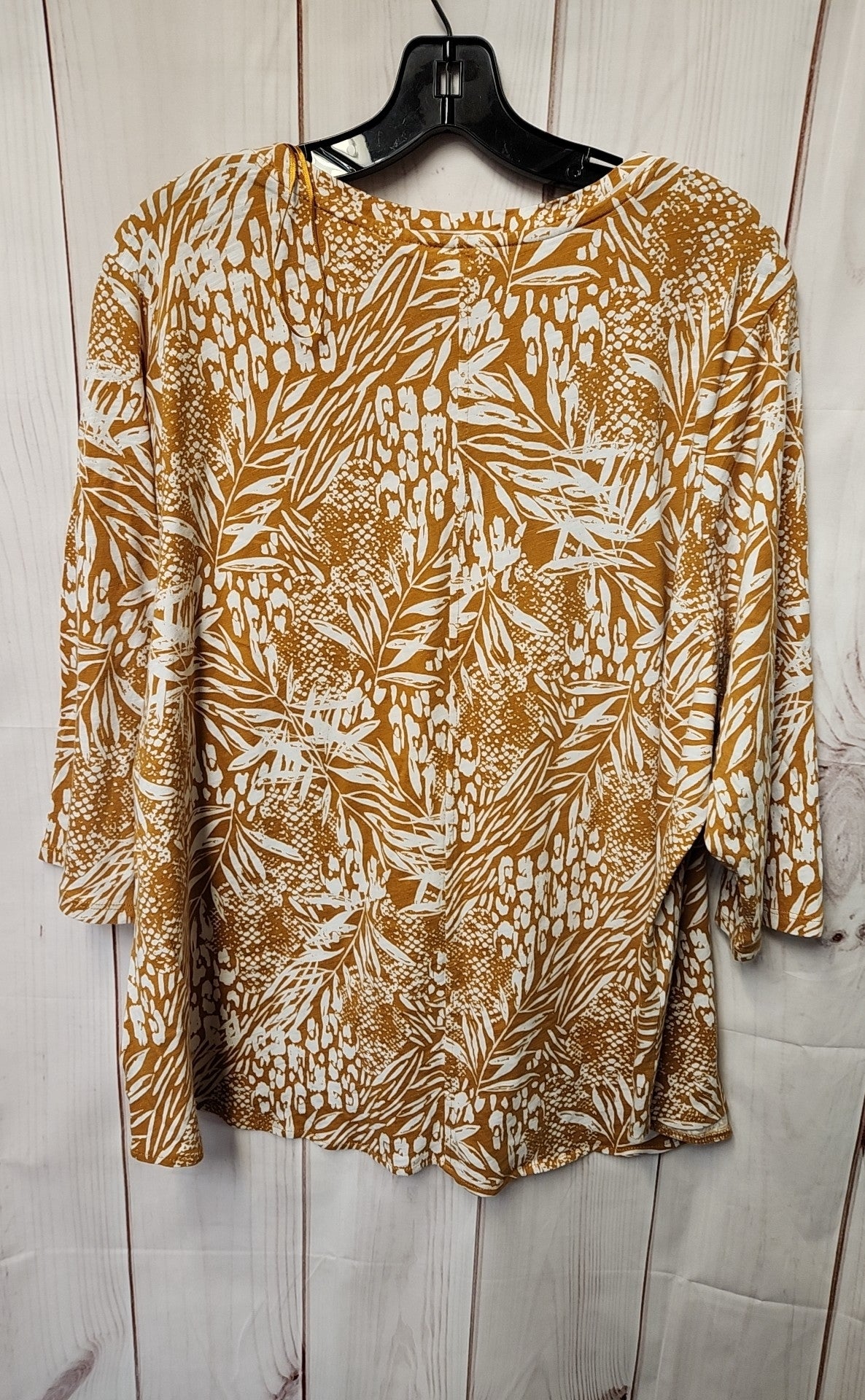 Christian Siriano Women's Size 3X Brown Floral 3/4 Sleeve Top