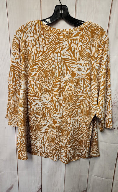 Christian Siriano Women's Size 3X Brown Floral 3/4 Sleeve Top