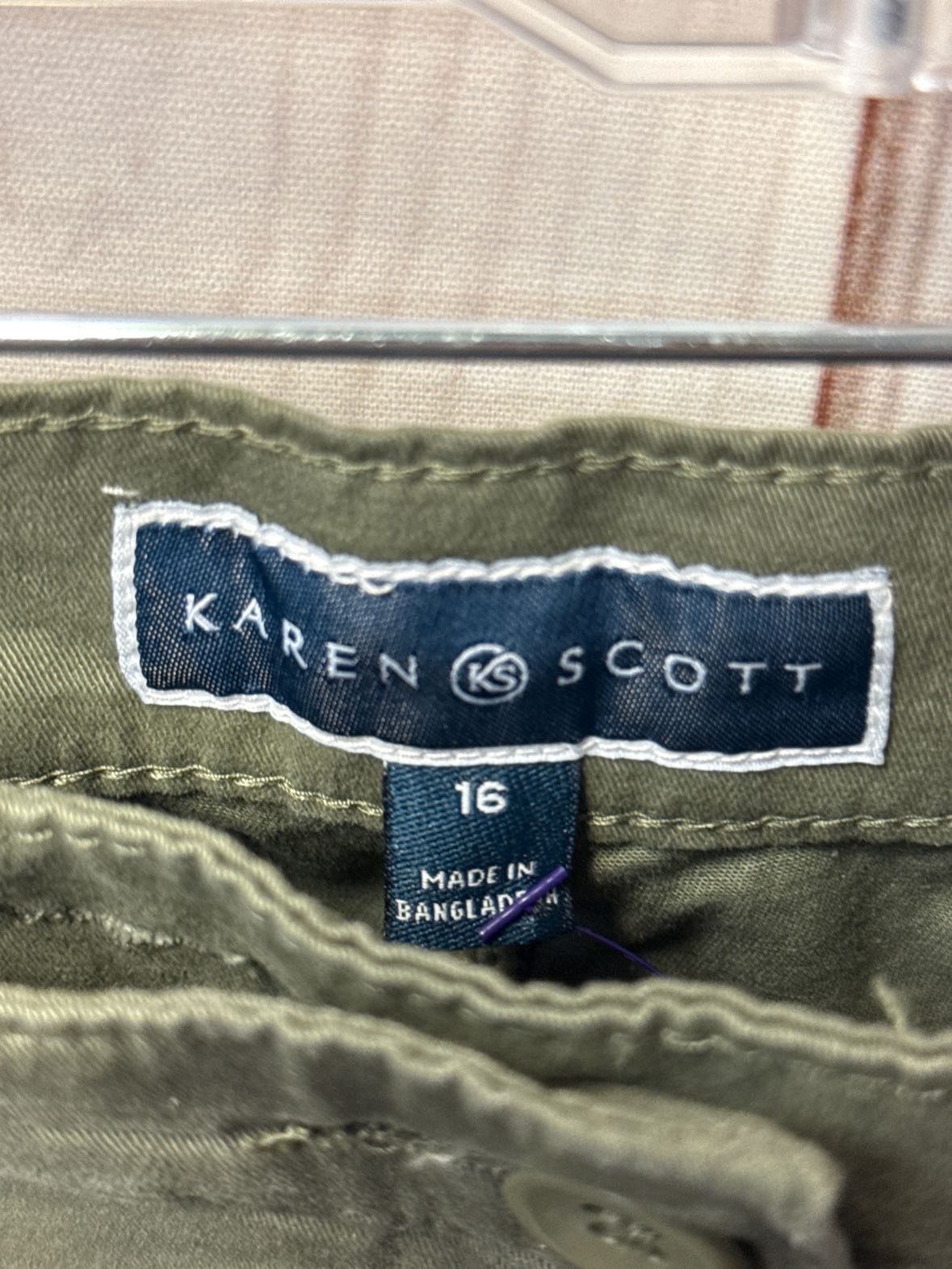 NWT Karen Scott Women's Size 16 Olive Green Capris Tummy Control Comfort Waist