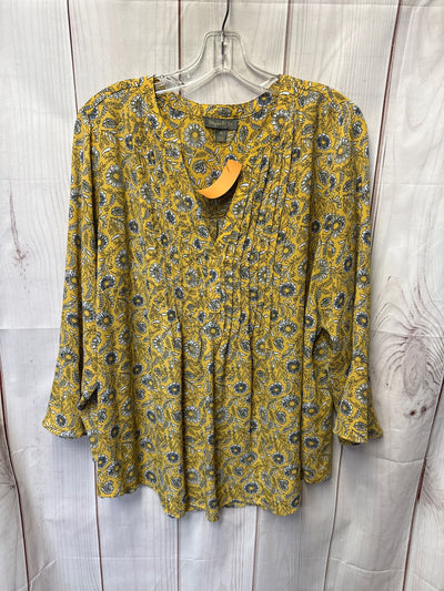 Style & Co Women's Size 1X Yellow Floral Long Sleeve Top