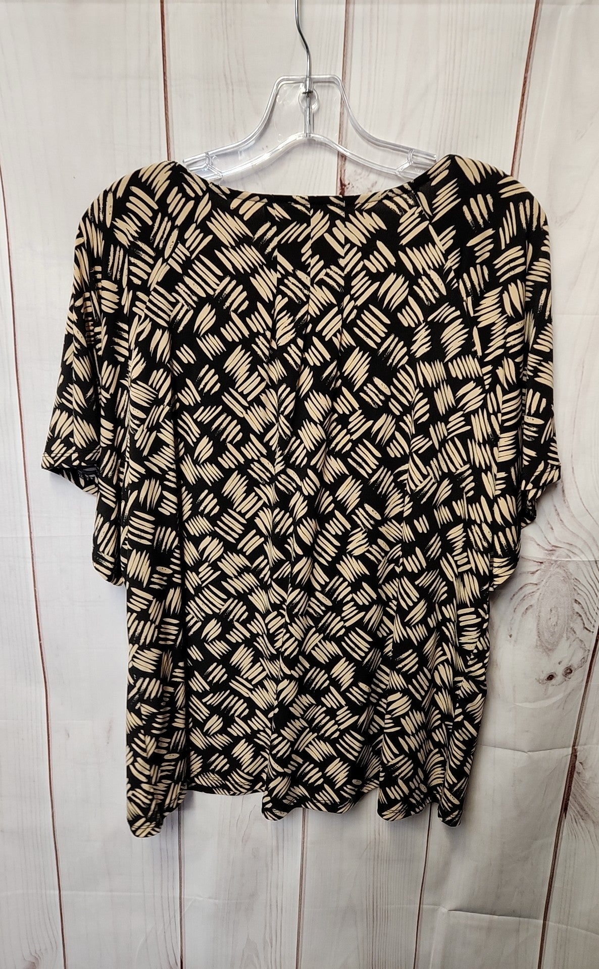 Calvin Klein Women's Size 1X Black & Beige Short Sleeve Top