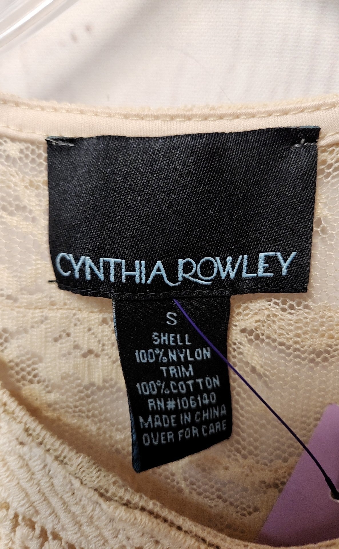 Cynthia Rowley Women's Size S Beige Lace Sleeveless Top