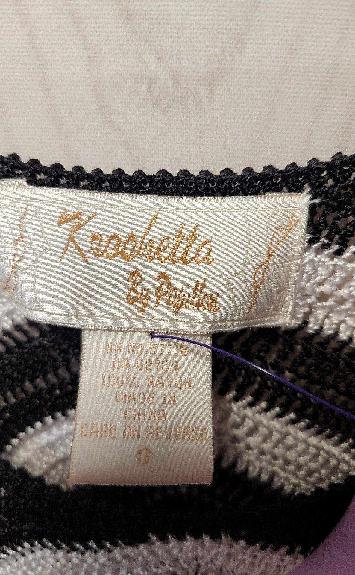 Krochetta Women's Size S Black & White Crochet Dress