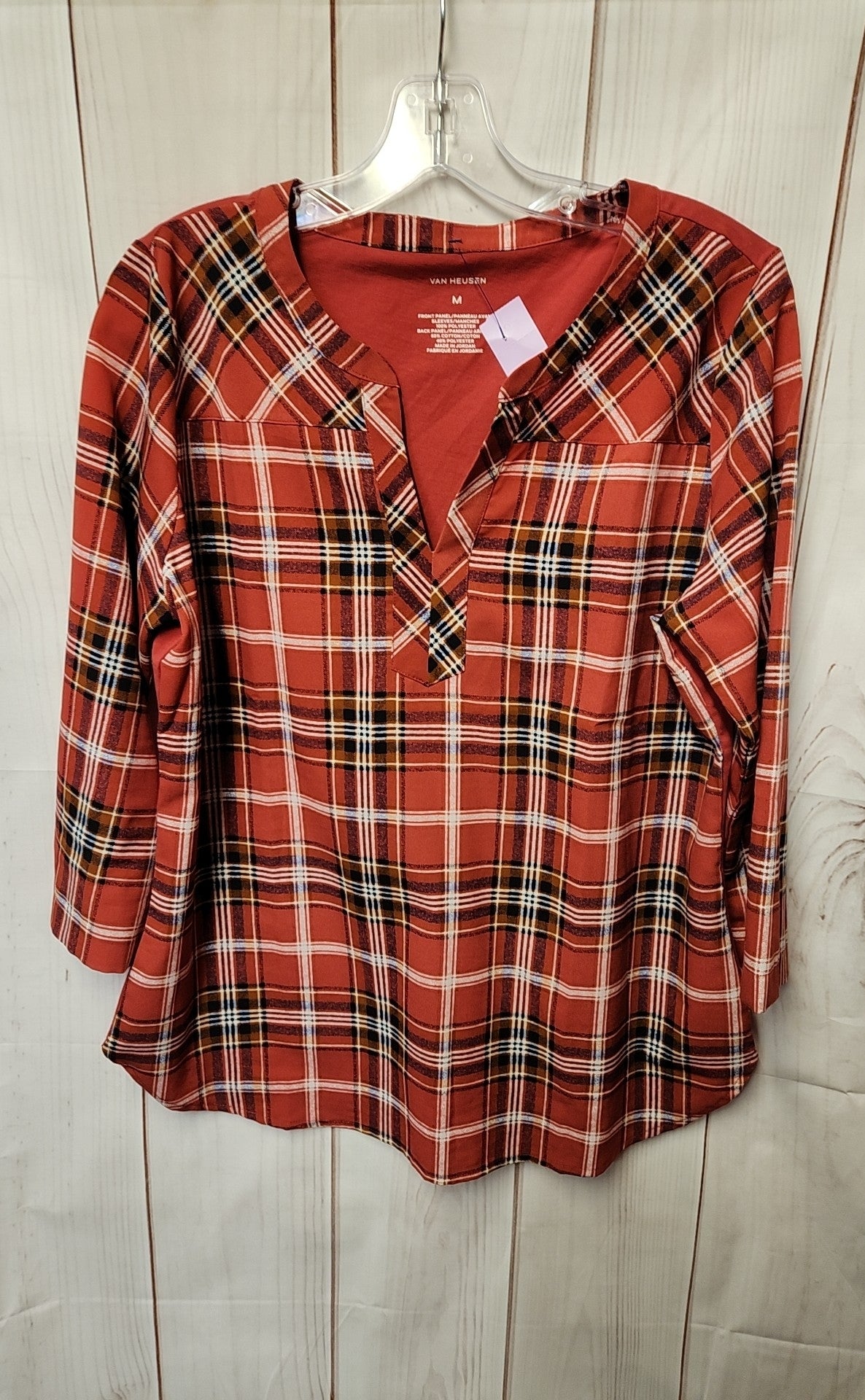 Van Heusen Women's Size M Red 3/4 Sleeve Top
