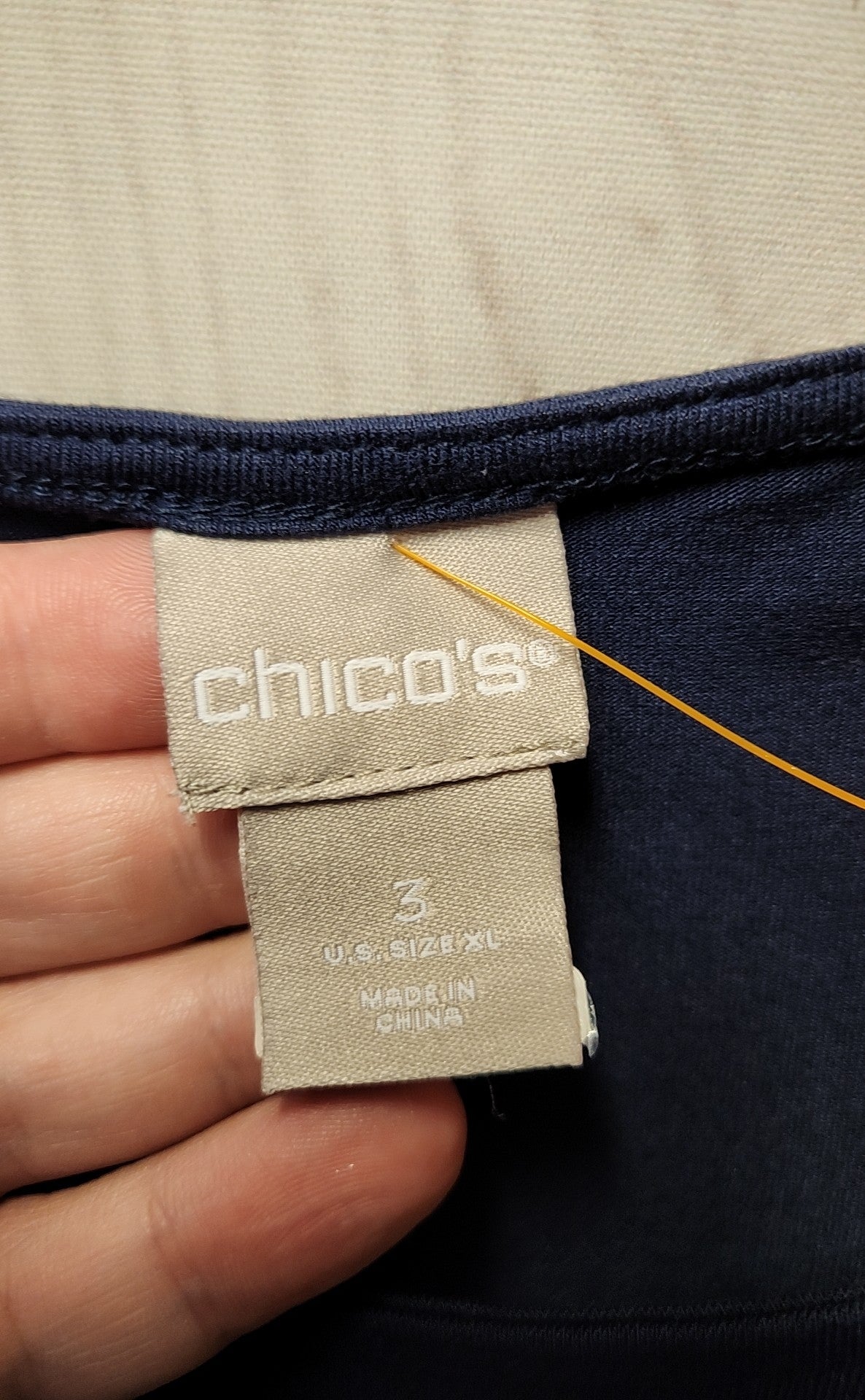 Chico's Women's Size 3 = US XL Navy Beaded Long Sleeve Top