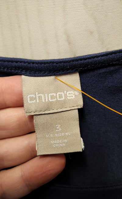 Chico's Women's Size 3 = US XL Navy Beaded Long Sleeve Top