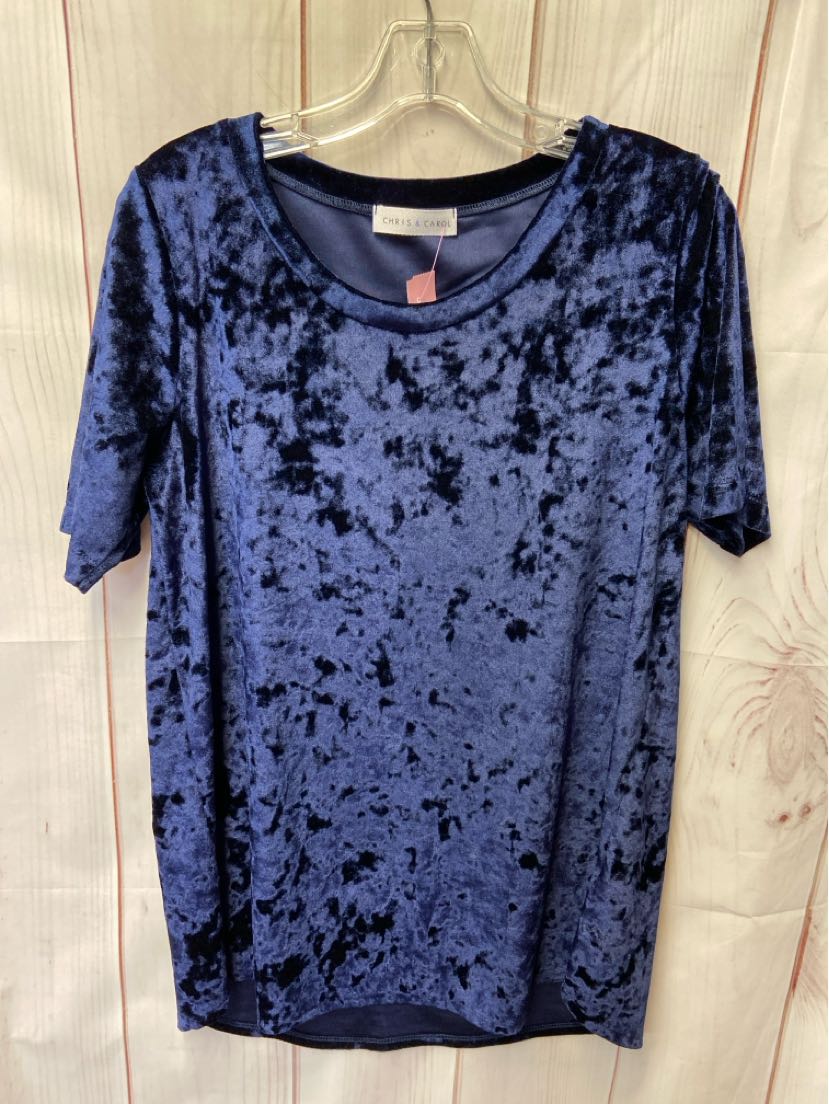 Chris & Carol Women's Size L Blue Short Sleeve Top