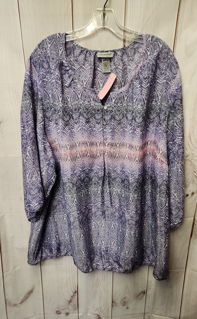 Catherines Women's Size 2X Purple 3/4 Sleeve Top