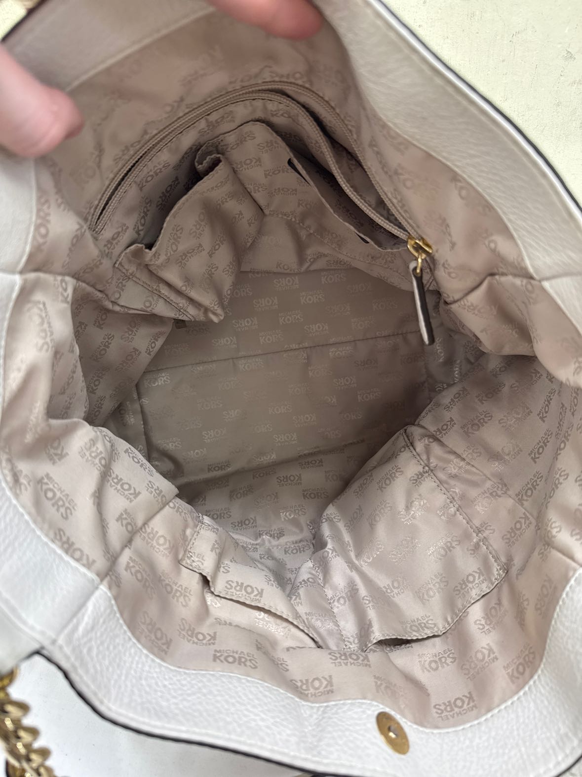 Michael Kors White Leather Tote Bag