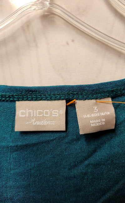 Chico's Women's Size 3 = US XL Green Short Sleeve Top