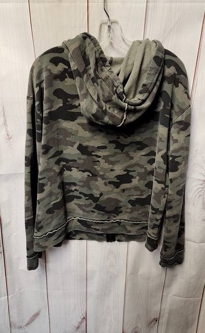 Sanctuary Women's Size M Green Camo Full Zip Hooded Sweatshirt