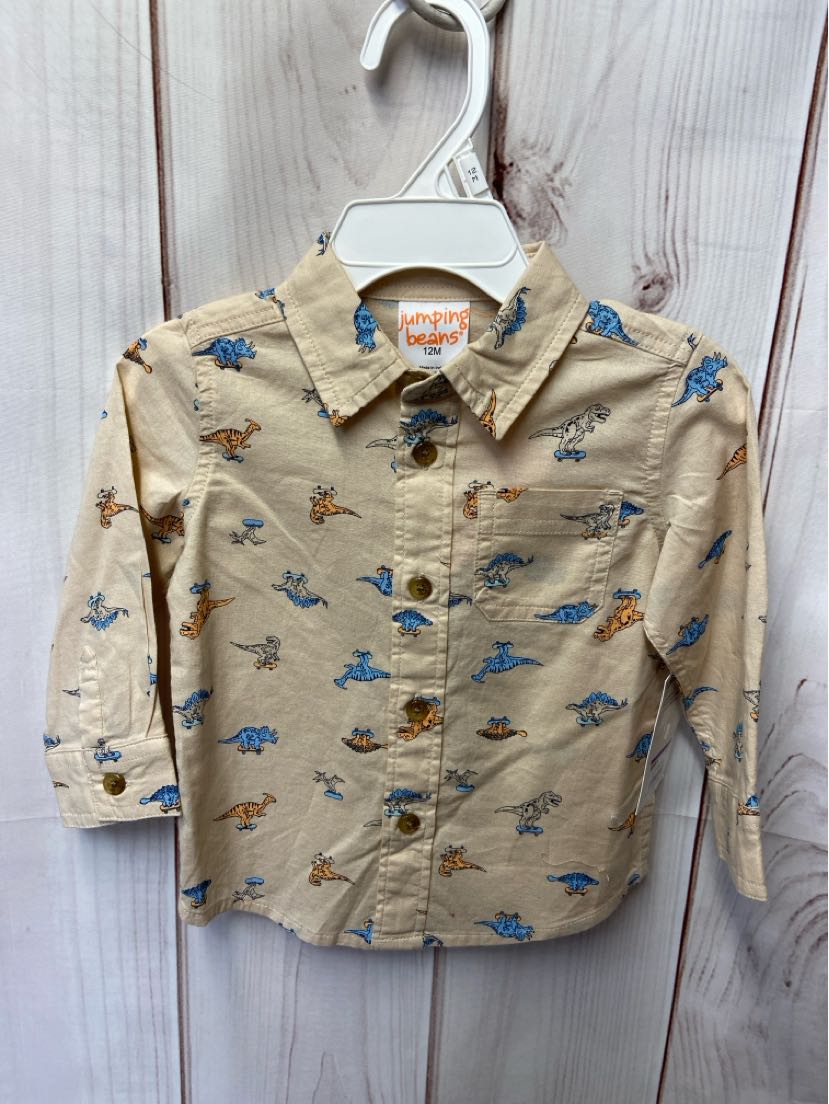 NWT Jumping Beans Boy's Size 12 Months Tan Shirt