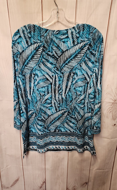 Chico's Women's Size 1 = M Blue 3/4 Sleeve Top