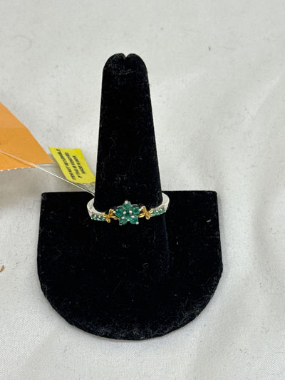 .925 Sterling Silver Size 10 Green Stones Ring