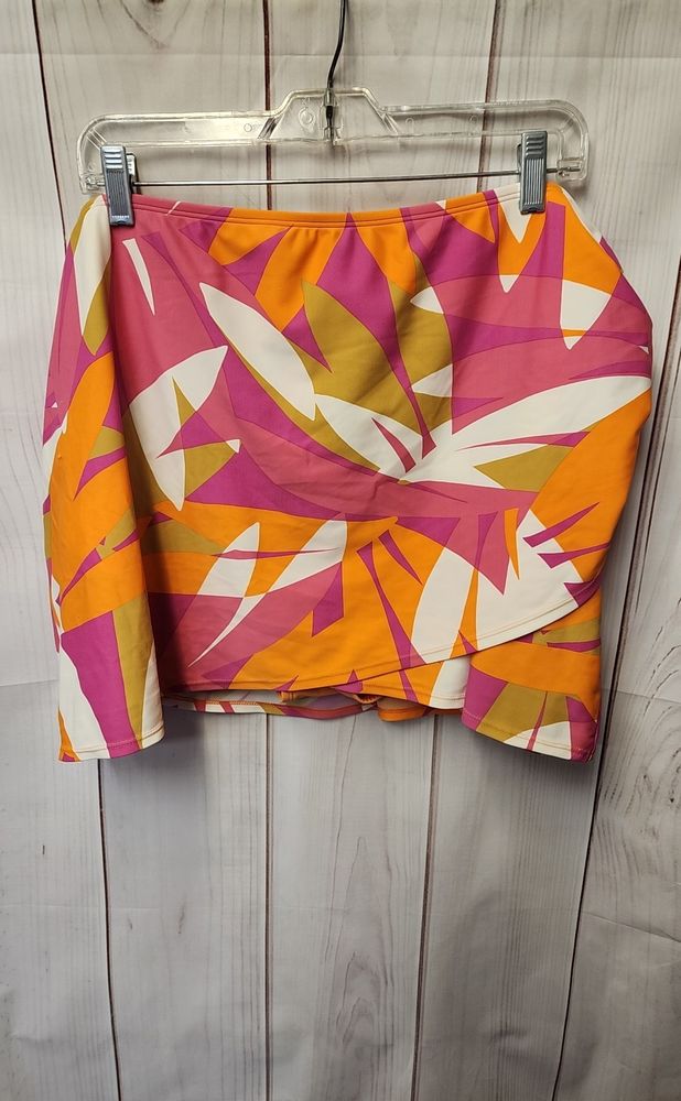 Kona Sol Women's Size 2X Orange Floral Swim Bottom