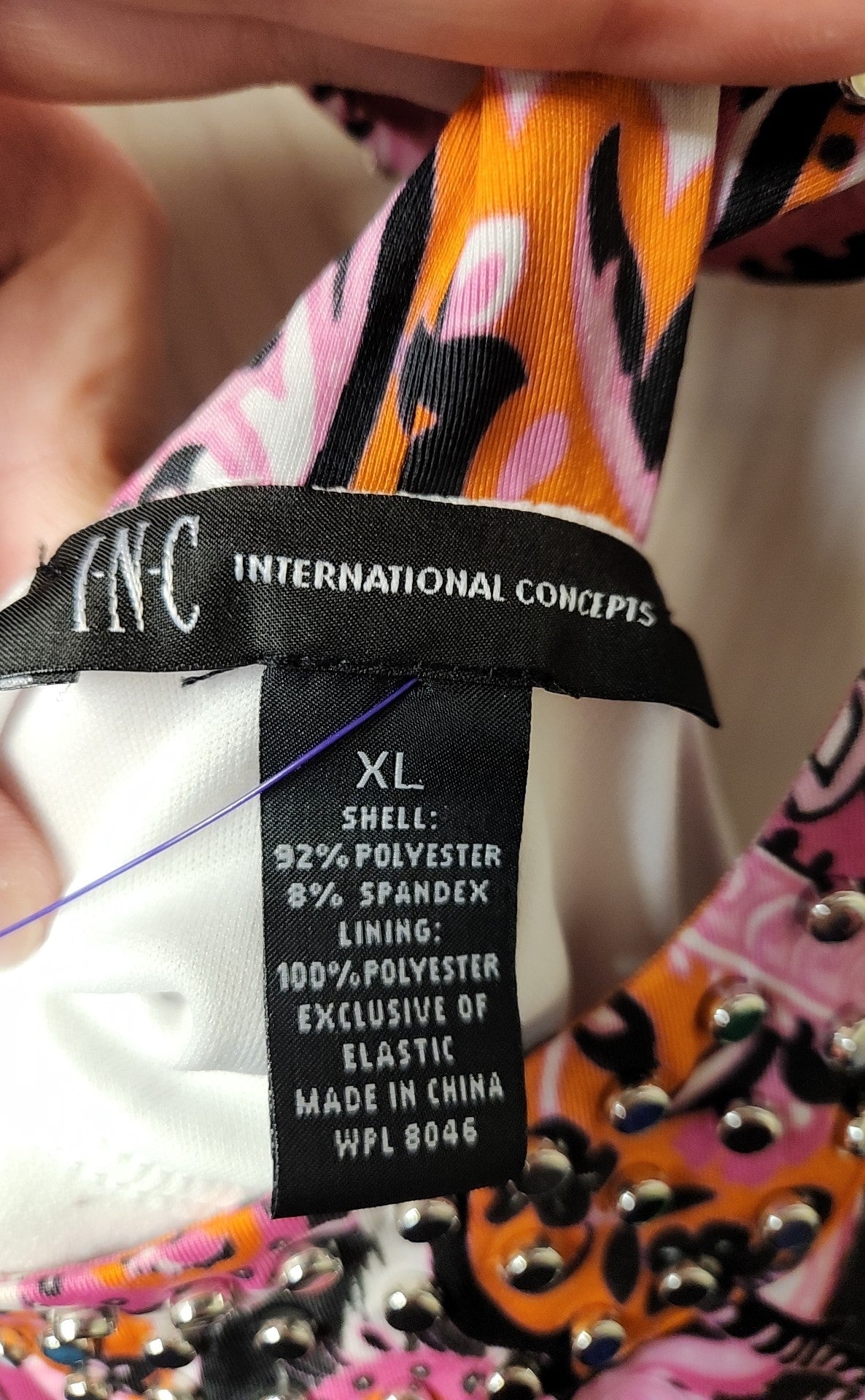 INC Women's Size XL Black & Pink Dress