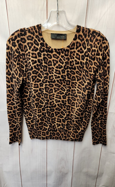 Zara Women's Size S Brown Animal Print Sweater