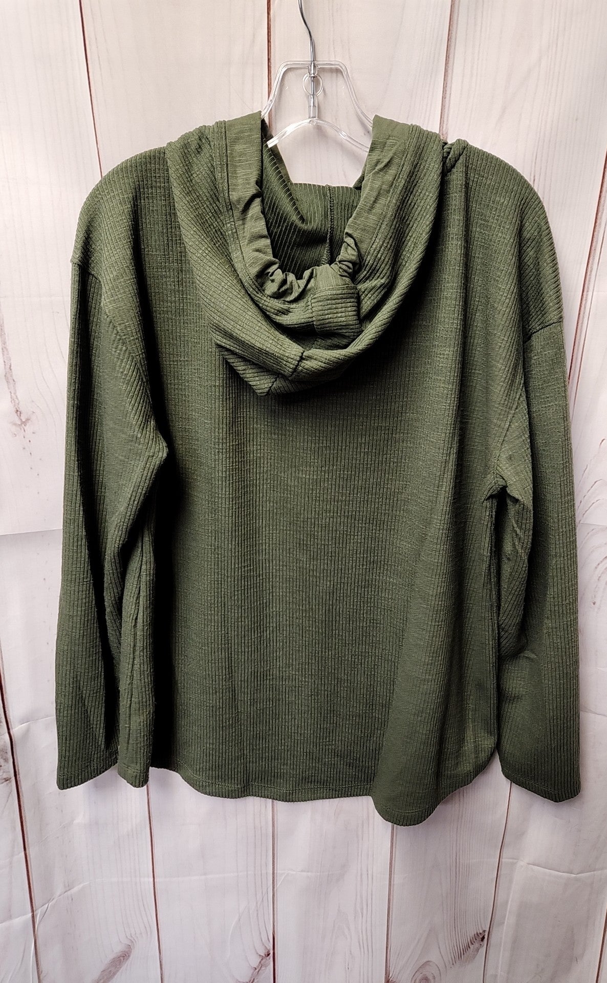 Time and Tru Women's Size L Green Hooded Long Sleeve Top