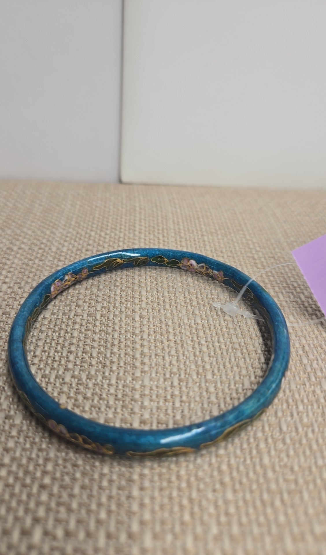 Blue Floral Bangle Bracelet