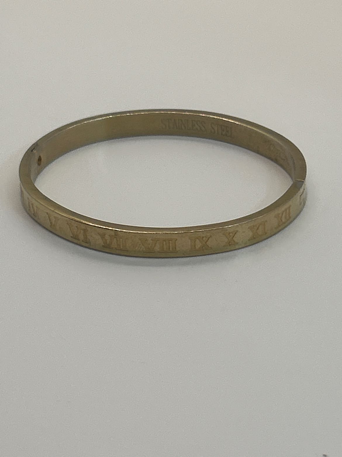 Roman Number Numerals Gold Bracelet Bangle