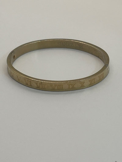 Roman Number Numerals Gold Bracelet Bangle