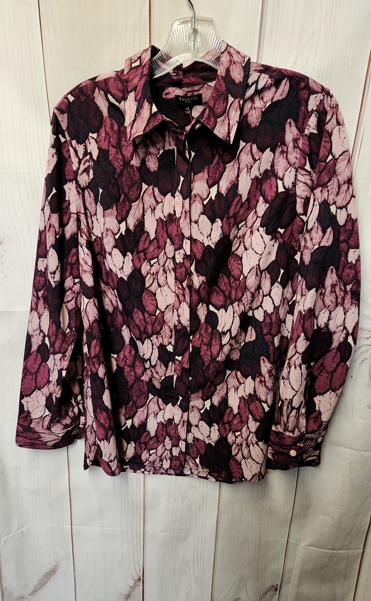 Talbots Women's Size M Petite Purple Floral Long Sleeve Top