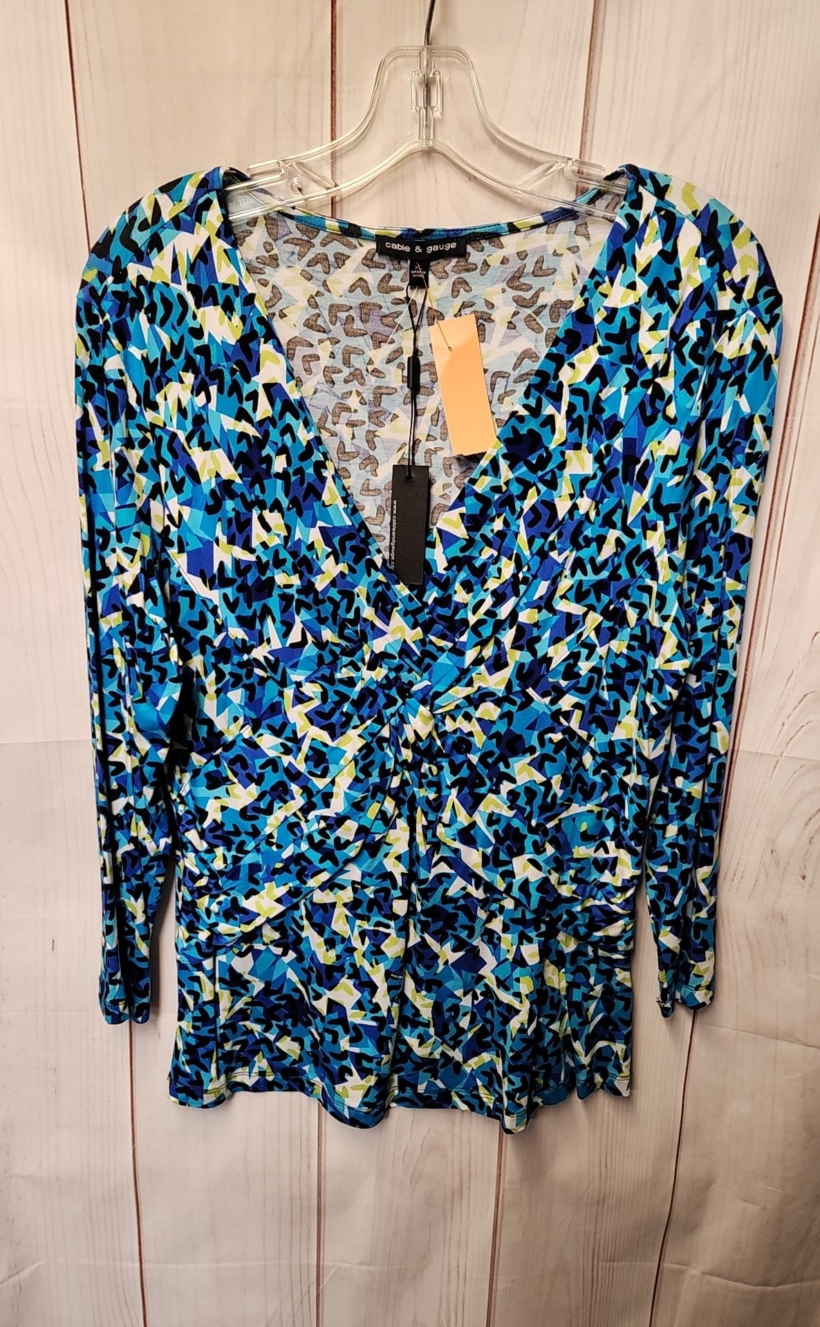 NWT Cable & Gauge Women's Size XL Blue 3/4 Sleeve Top
