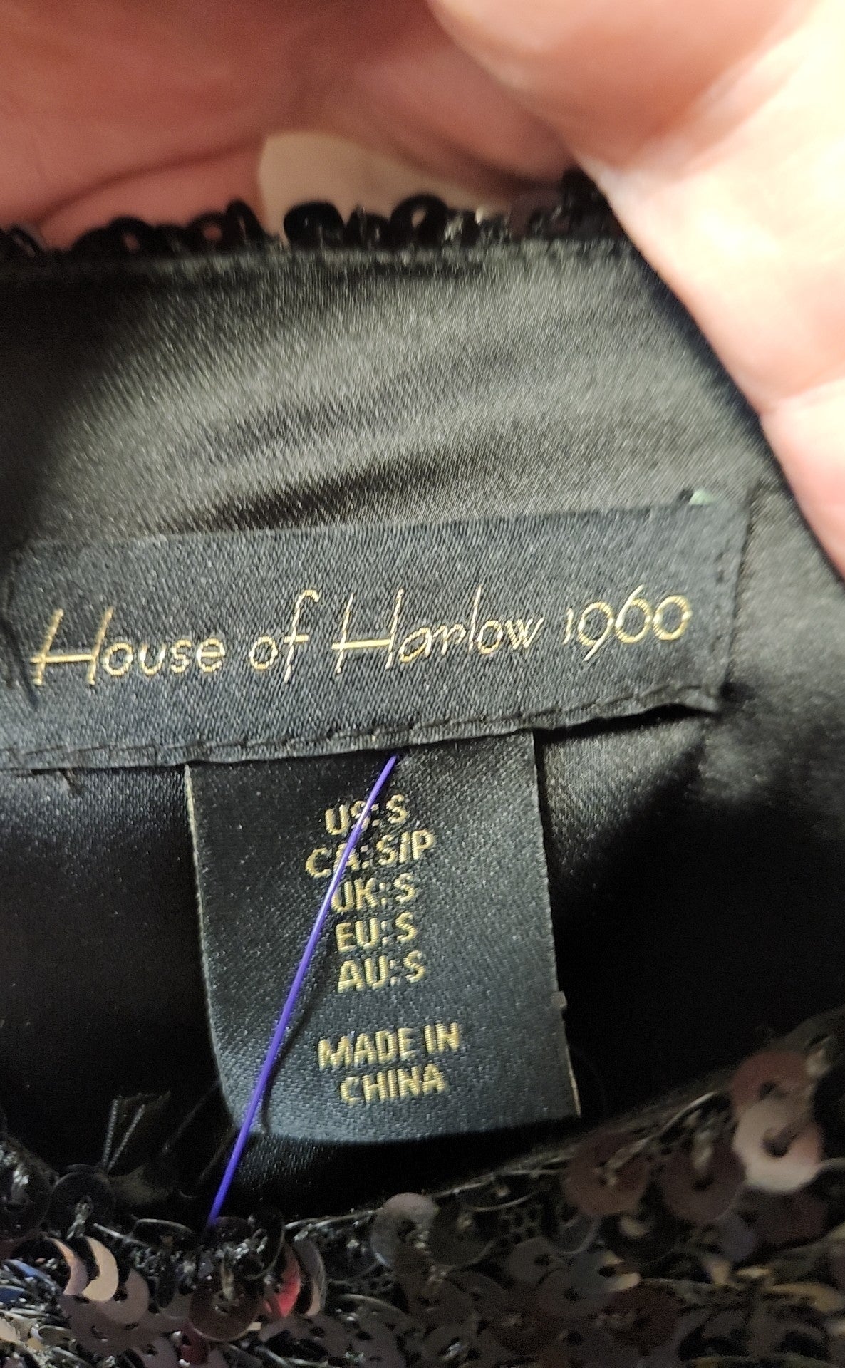 NWT House of Harlow 1960 Women's Size S Black Sequined Dress