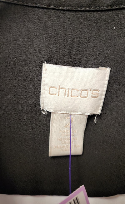 Chico's Women's Size 2 = US L Black & White Sleeveless Top