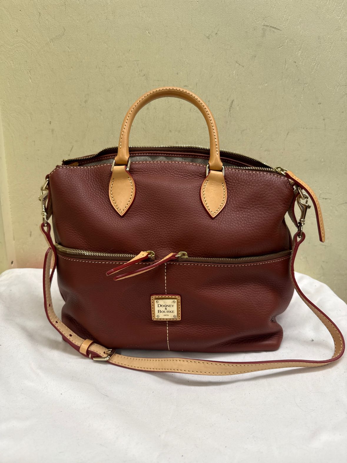 Dooney & Bourke Dillen Double Pocket Brown Leather Purse Bag