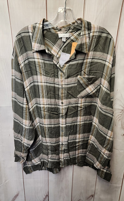 J Jill Women's Size XL Green Long Sleeve Top