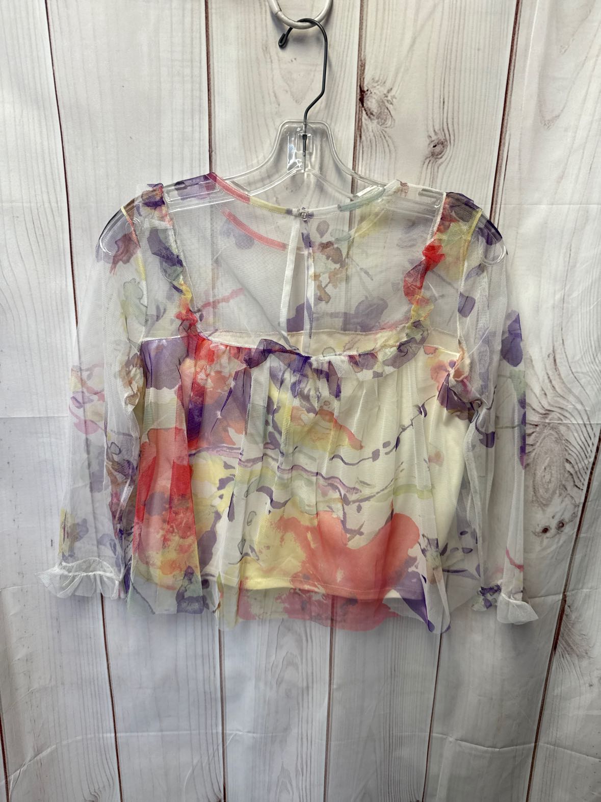 Mimi Chica Women's Size L White Floral 3/4 Sleeve Top