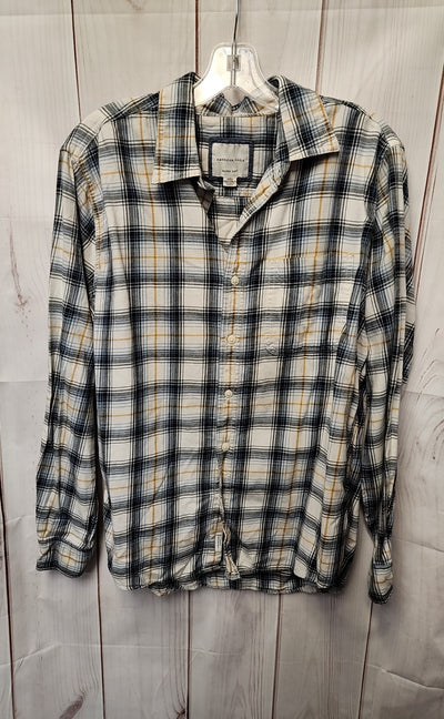 American Eagle Men's Size M White & Blue Shirt