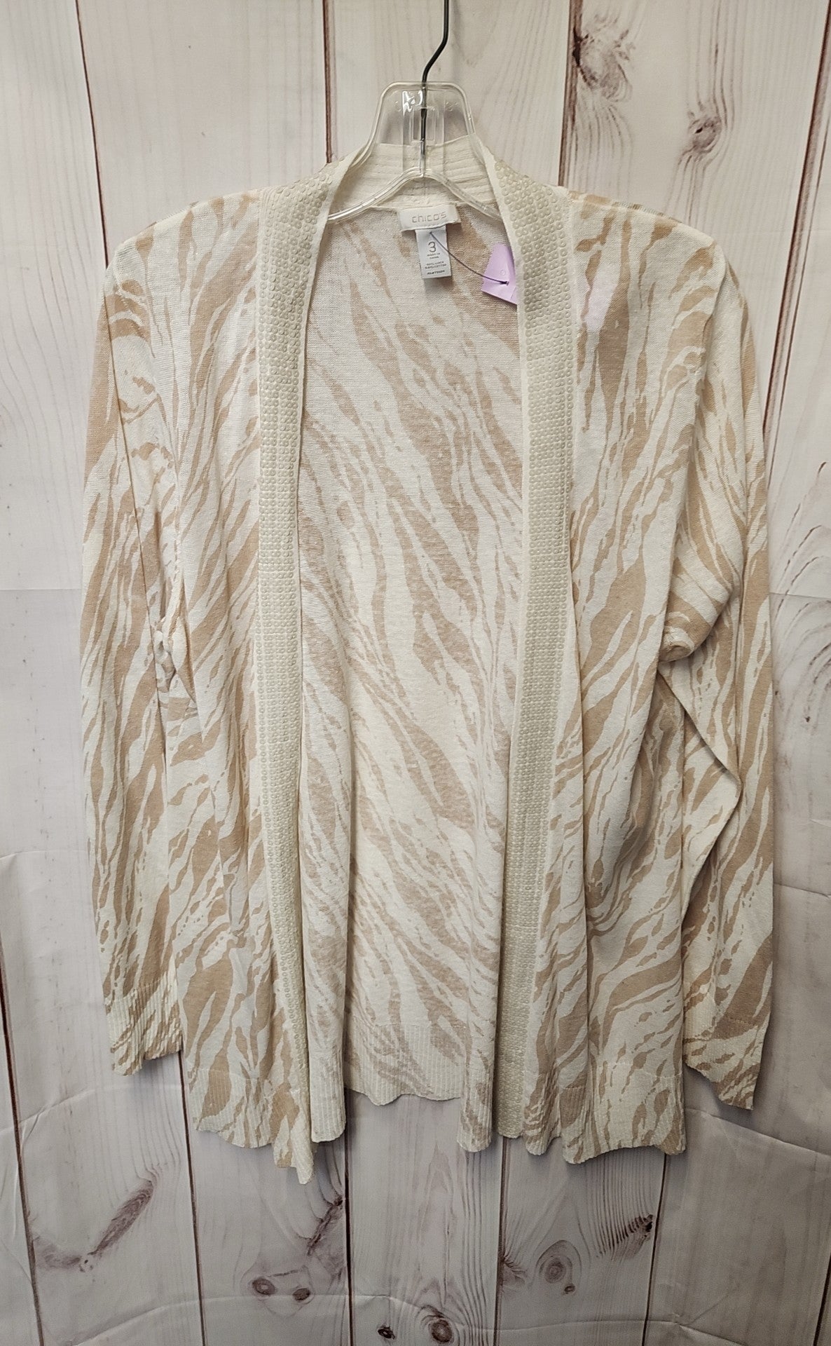Chico's Women's Size 3 = US XL Beige Animal Print Cardigan