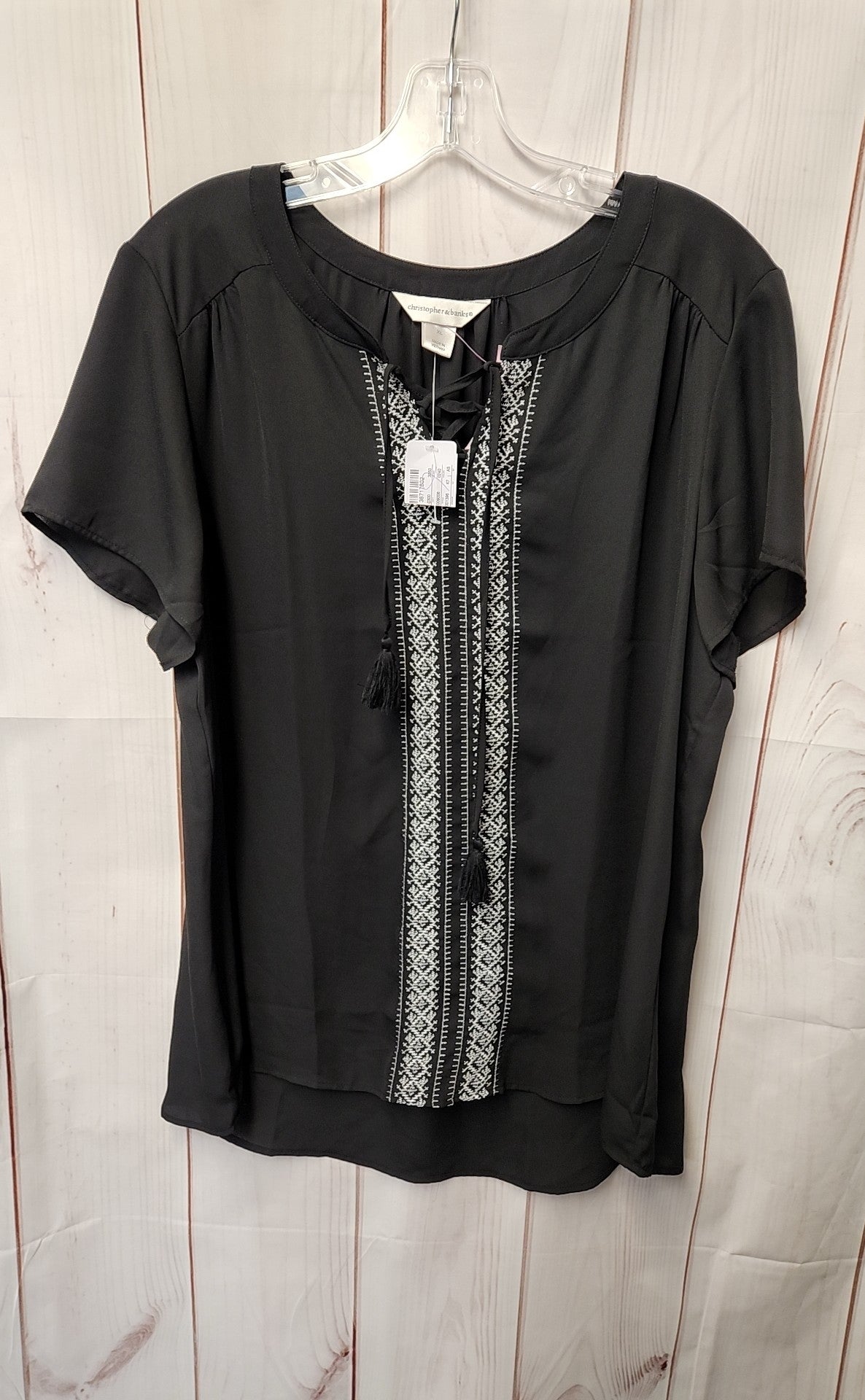 Christopher & Banks Women's Size XL Black Short Sleeve Top