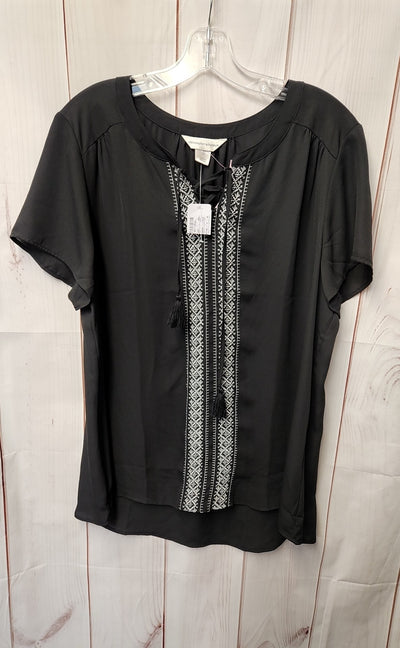 Christopher & Banks Women's Size XL Black Short Sleeve Top