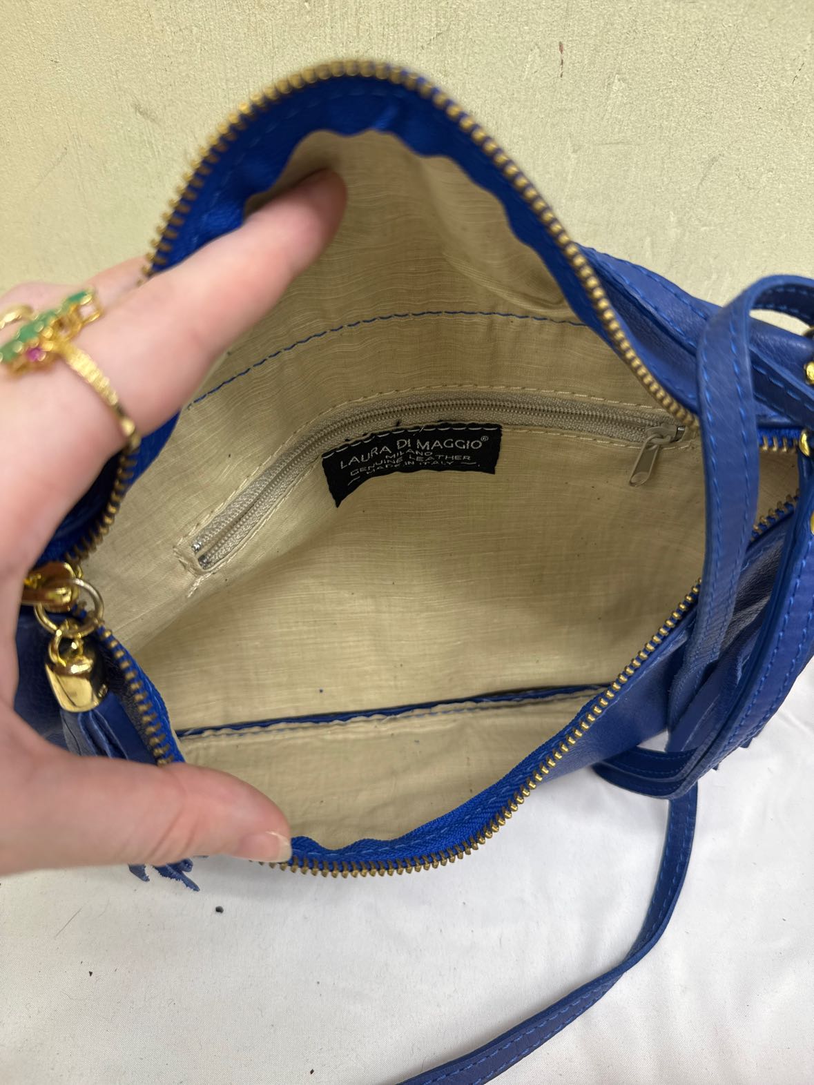 Laura Di Maggio Blue Leather Purse Bag