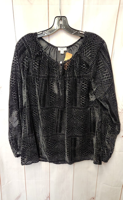 Dylan Women's Size L Black Velour Long Sleeve Top