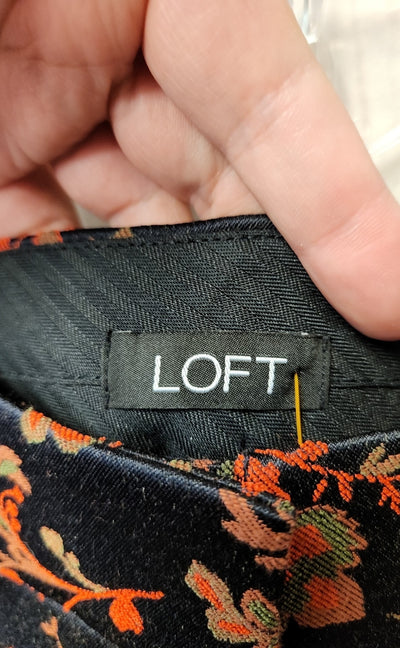 Loft Women's Size 0 Black & Red Floral Pants Marisa