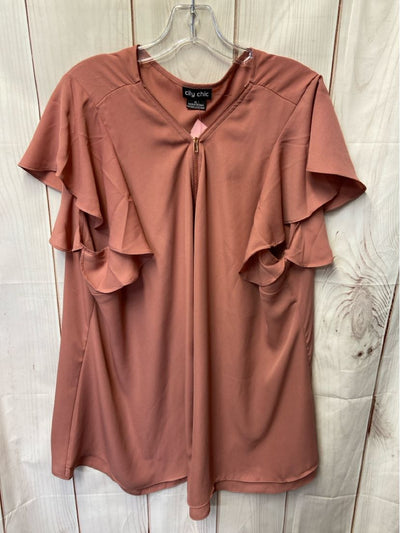 City Chic Women's Size XL Pink Short Sleeve Top